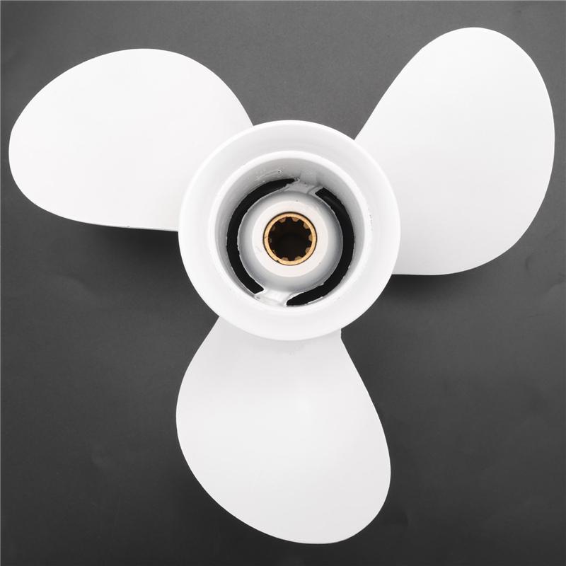 664-45945 664-45945-00-EL 9 7/8 X 10 1/2 Propeller For Yamaha 20HP 30HP White 3 Blades 10 Spline Tooth R Rotation