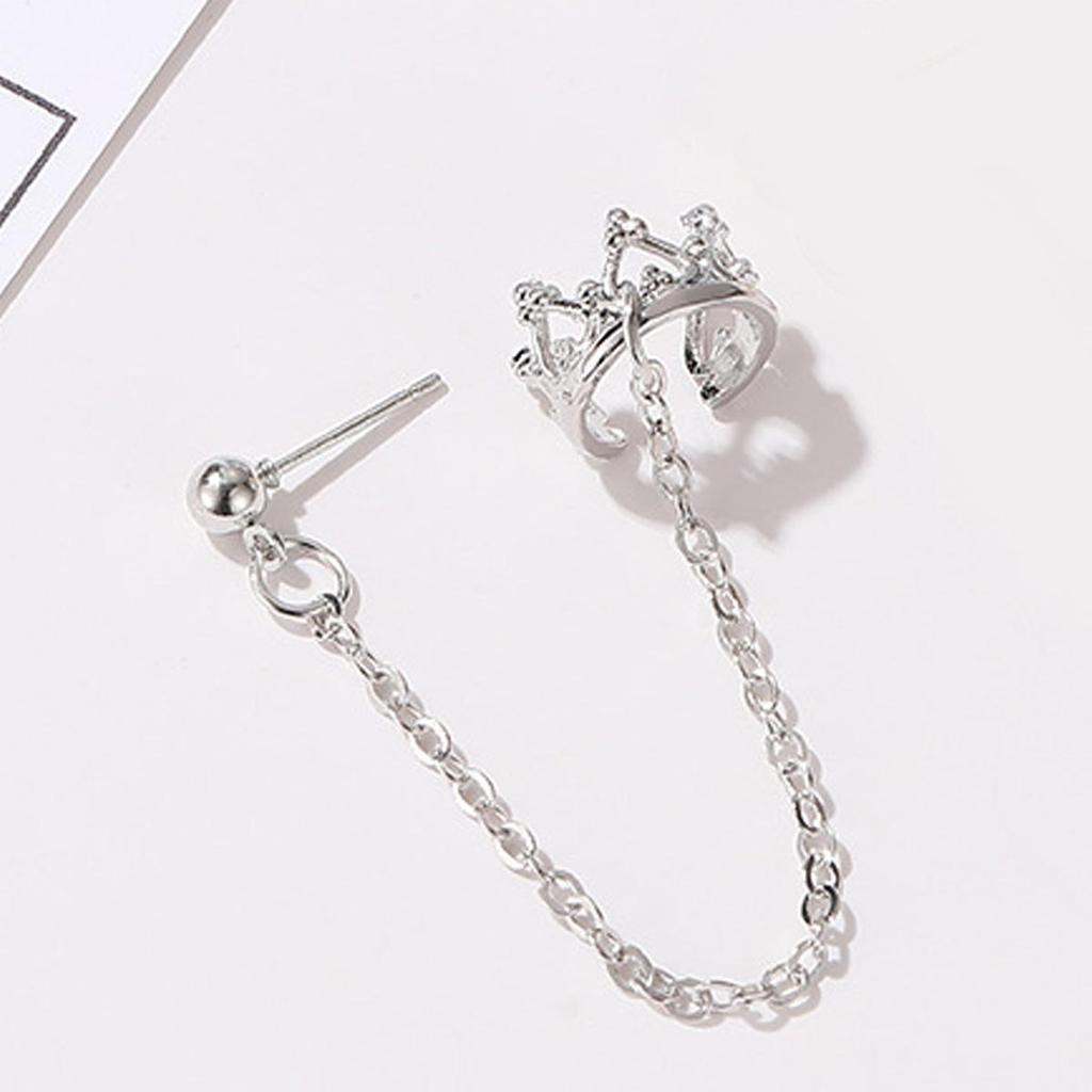European & American Long Tassel Chain Clip-On Earrings - Versatile Fairy-Inspired Korean Style for Women