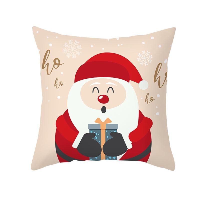 Christmas Pillow Case Wish Cartoon Print Peach Skin Christmas Pillow Home Sofa Cushion