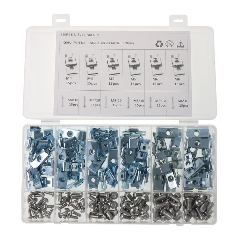 Screws Panel Fastener Clips Speed U Nut Auto Cap M4 M5 M6 180pcs/220pcs/90pcs