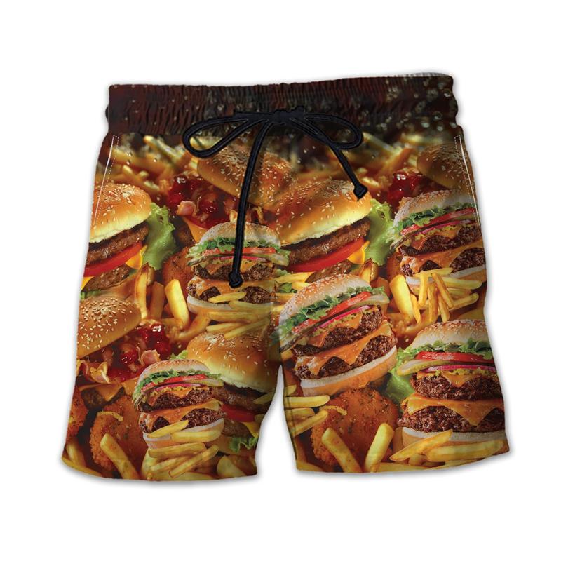 

Summer 3D Fast Food Burger Print Shorts Fashionable Casual Hawaiian Beach Men s Shorts 6XL