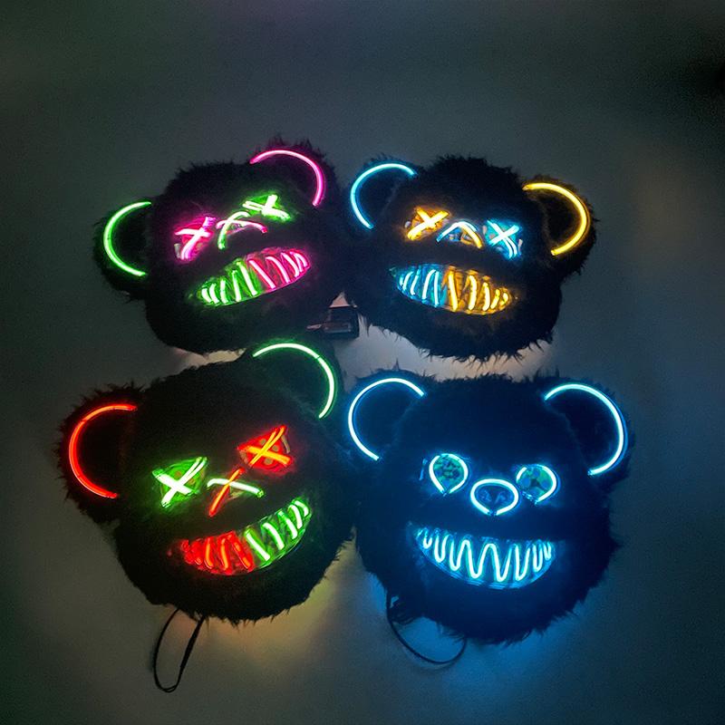 Maschera Facciale LED Luminosa Orso Sanguinante Maschera Luminescente per Decorazione Festa Festival Cosplay Accessori Costume Maschera più Venduta