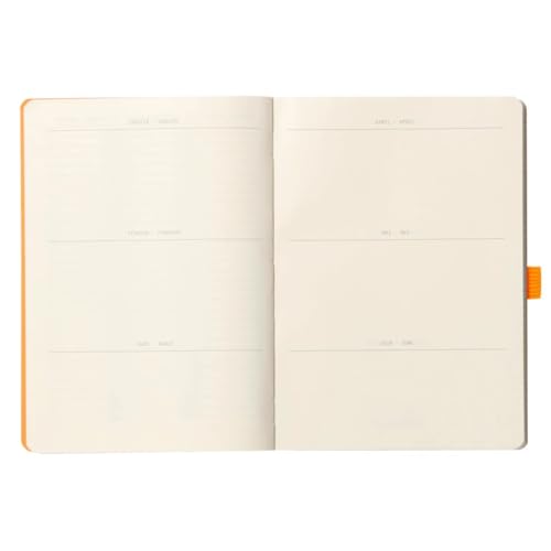 Rhodia Rhodiarama Goal Book Notebook, A5, Dotted Grid, 240 Pages, Italian Leather Cover, Rose Smoke, CF117803