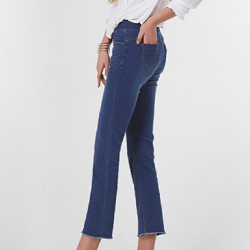 Baiyu Women Lycra Banding Denim Pants Mdaw