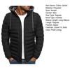 Men Cotton Jacket Hooded Drawstring Long Sleeve Zipper Placket Casual Coat Windproof Plush Lining Thickened Warm Outwear