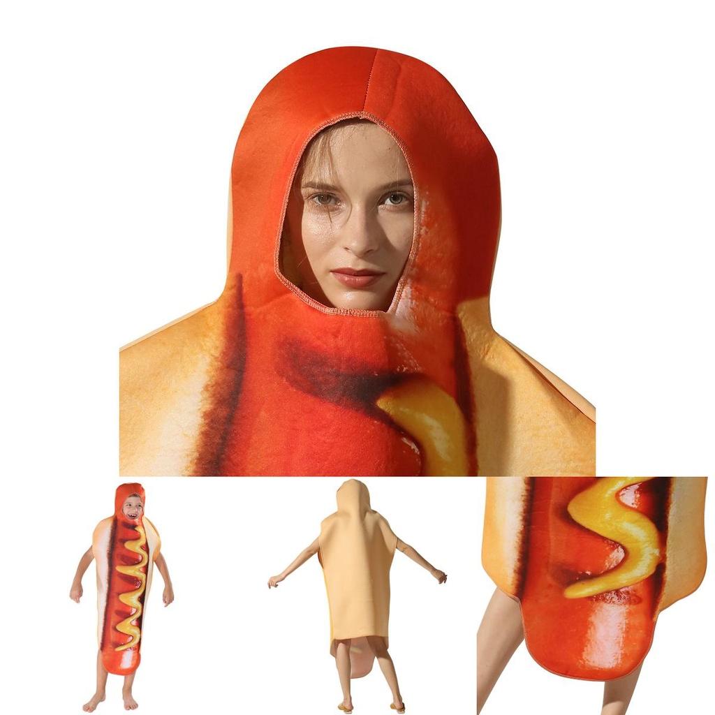 Kreativní a okouzlující kostým hot dogu pro hraní rolí a jevištní vystoupení