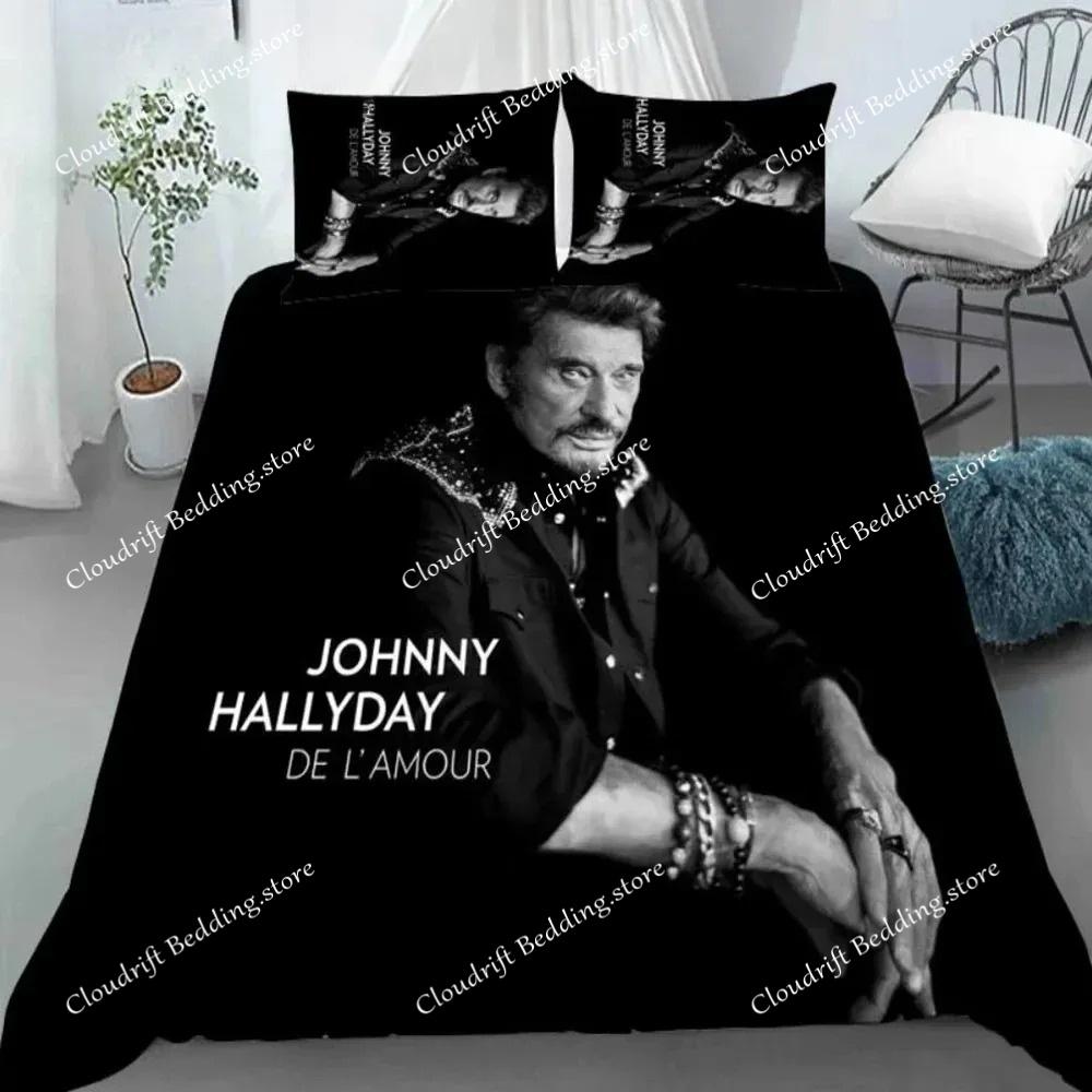 Bettbezug Rock Star Johnny Hallyday 3D Exquisiter Digitaldruck Bettwäsche-Set Bettdecke Bett Jugend Heimdeko Erwachsener Jungen Geschenk