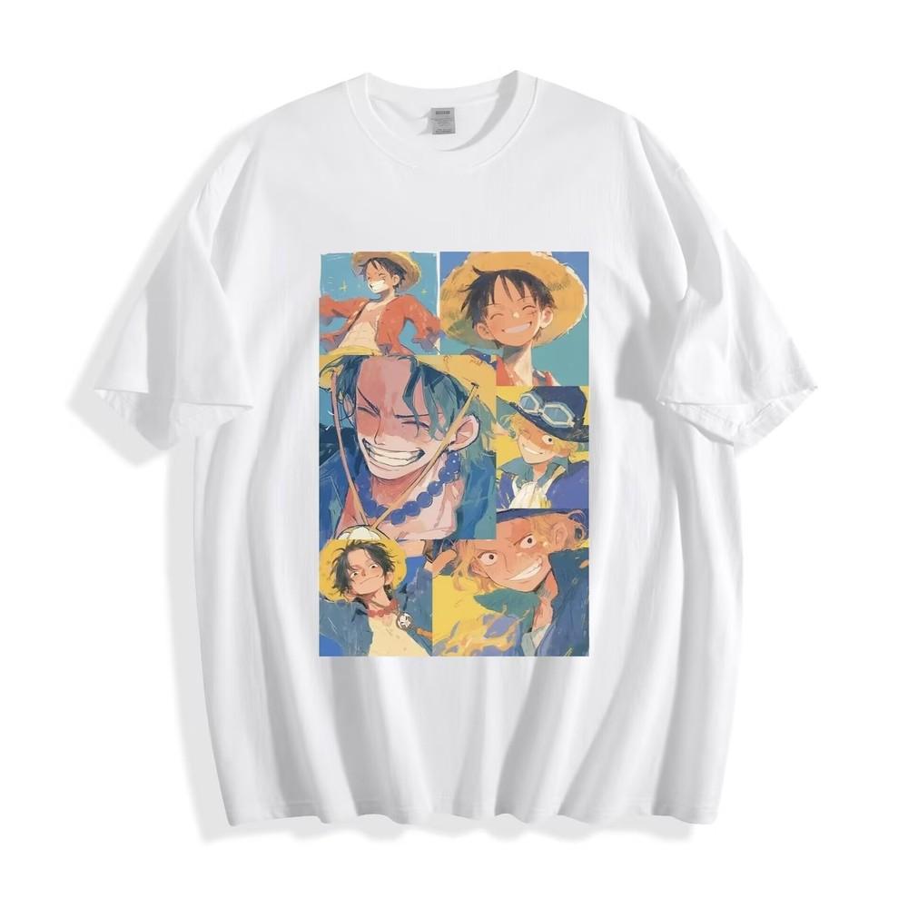 

Luffy and Ace Anime T - Shirt - Colorful Collage Design Unisex Tee 3XL