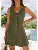 Women's Sleeveless V-neck A-line Summer Beach Dress