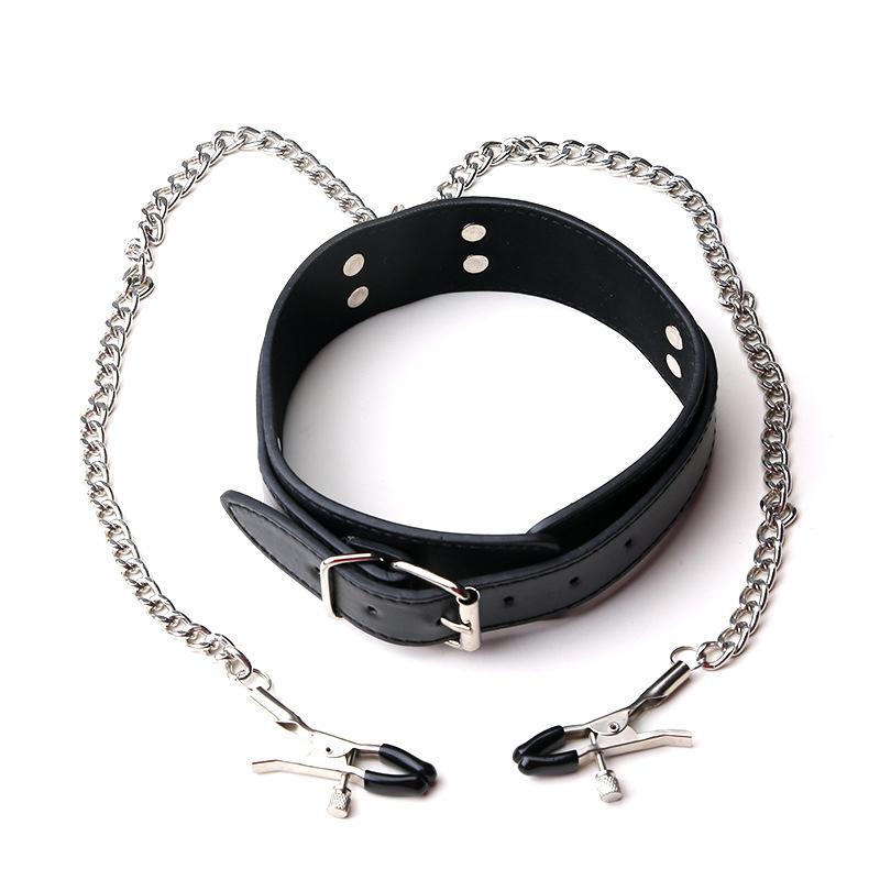 Colliers en cuir et pinces à tétons, colliers de bondage érotiques, jouets sexuels pour seins, esclaves BDSM, couples féminins, flirt, adultes