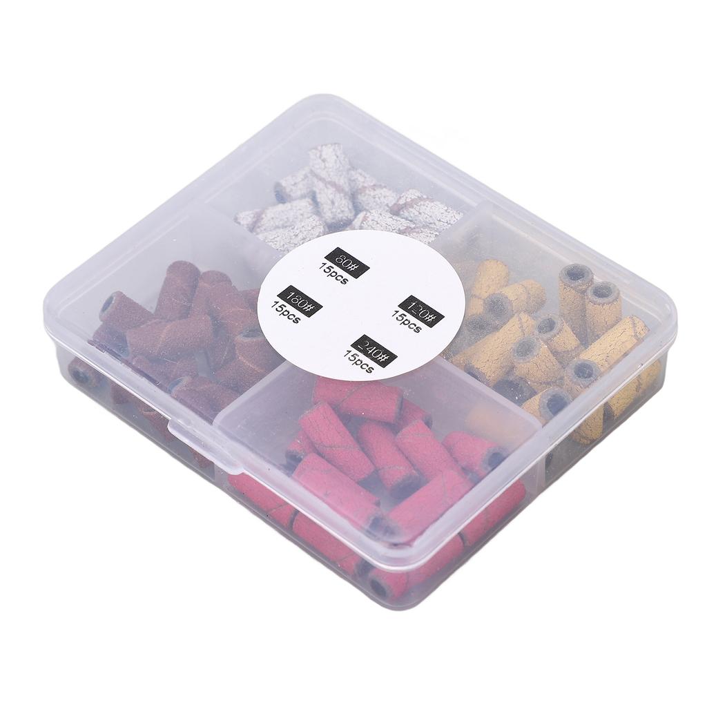 60ks čepičky na broušení nehtů na nehty Manikúra na odstranění mrtvé kůže Brusné pásky s trnem na vrtání nehtů