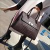 Elegant Coffee Croco-Embossed Cowhide Tote Bag – Stylish & Practical for Travel