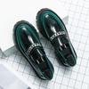 2024 Men's Shiny Patent Leather Loafers with Thick Sole and Height-Boosting Chunky Heel