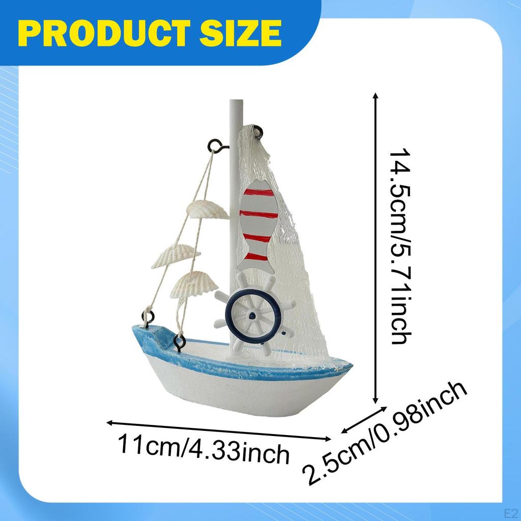 Mini Sailboat Model Beach Nautical Decorative Crafts Table Ornament Home Decor for Housewarming