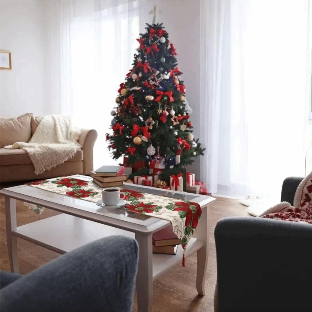 Snowman Printed Christmas Table Runner Long Santa Claus Tablecloth Xmas Desktop Decoration  Event