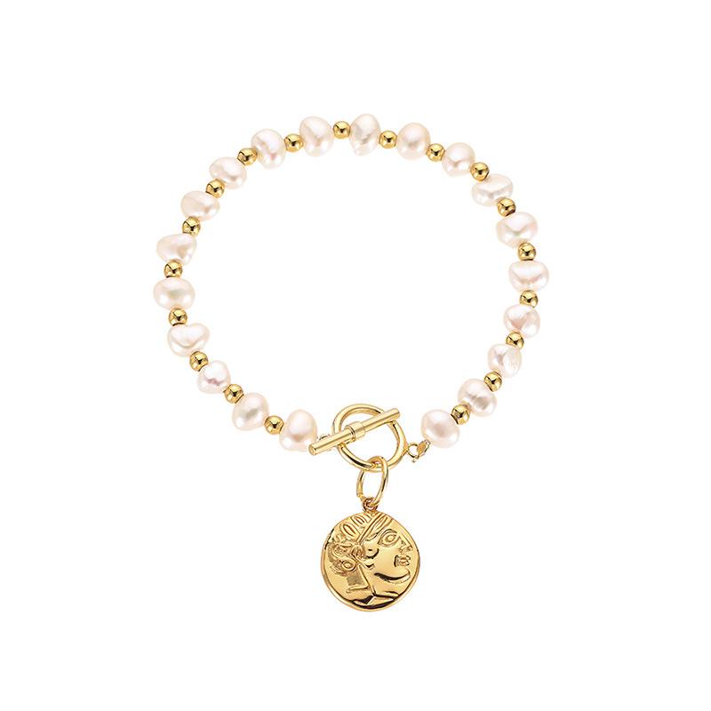 

Жемчужный браслет в стиле барокко, женский стиль, простой и холодный стиль, гальванические украшения, украшения для рук 16cm