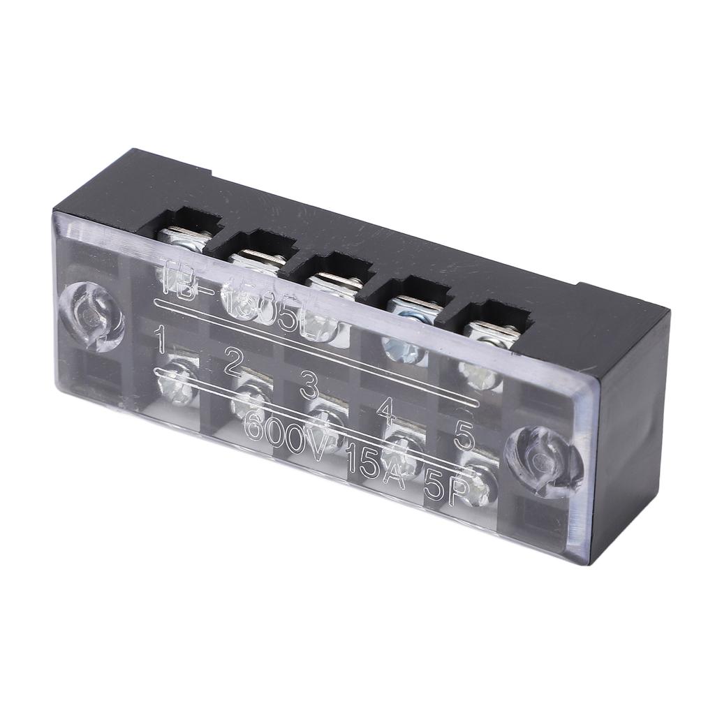 TB‑1505L Terminal Block 5 Positions 600V 15A Dual Row Screw Terminals Strip for Distribution Boxes D