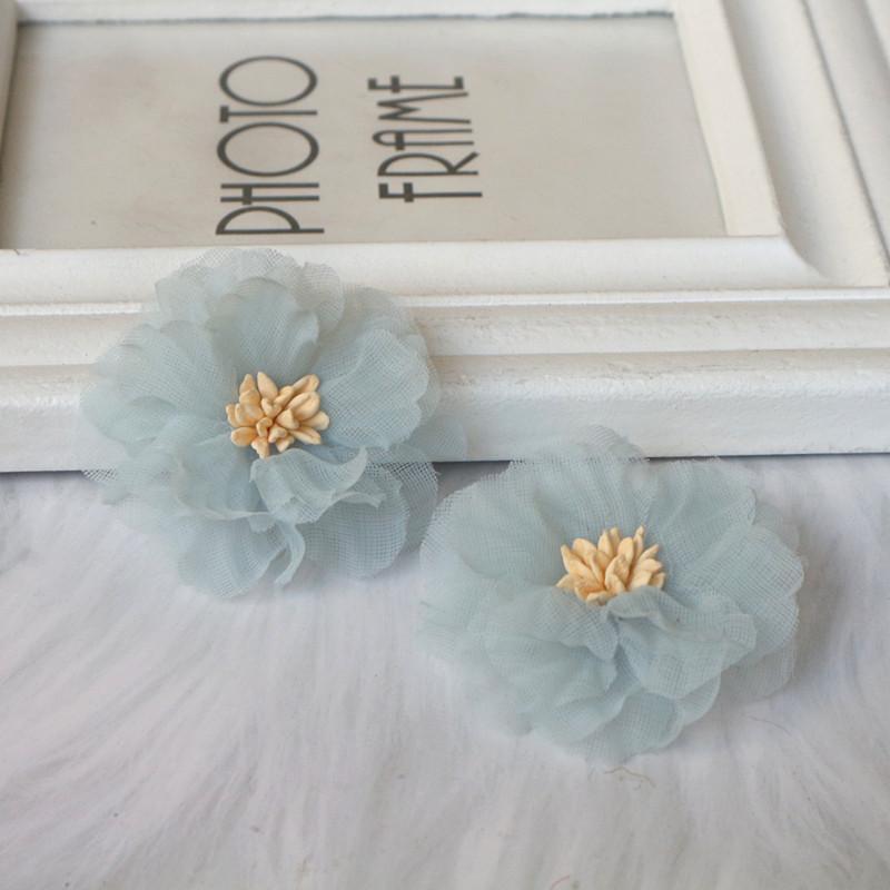10Pcs 5CM Wrinkle Chiffon Fabric Cored Flowers For DIY Hair Accessories Hats Headband Wedding Dress Decoration