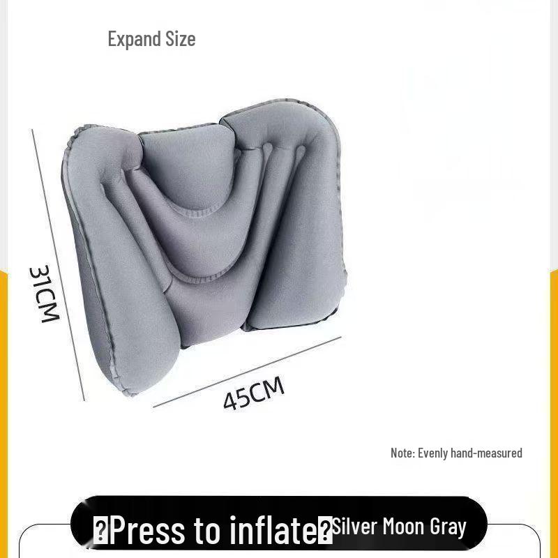 Portable Inflatable Lumbar Support & Neck Pillow - Travel Essential, Foldable & Press-Type Design 31x45