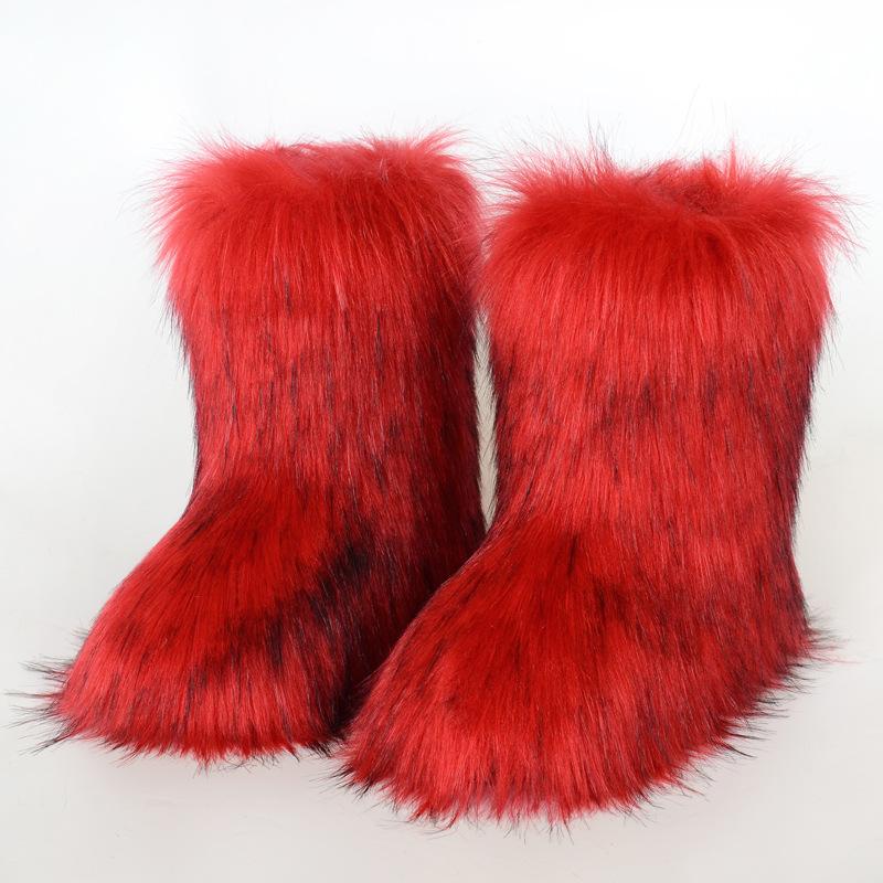 Fashion Fluffy Mid-calf Boots Winter Women Fashion Snow Boots Warm Cotton Shoes 2025 New