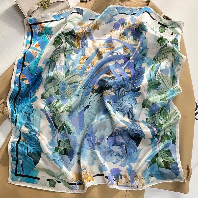 111% Milk White Jungle Mulberry Silk Scarf Women's Spring and Autumn Versatile Silk Small Square Scarf Thin Seaside Shawl