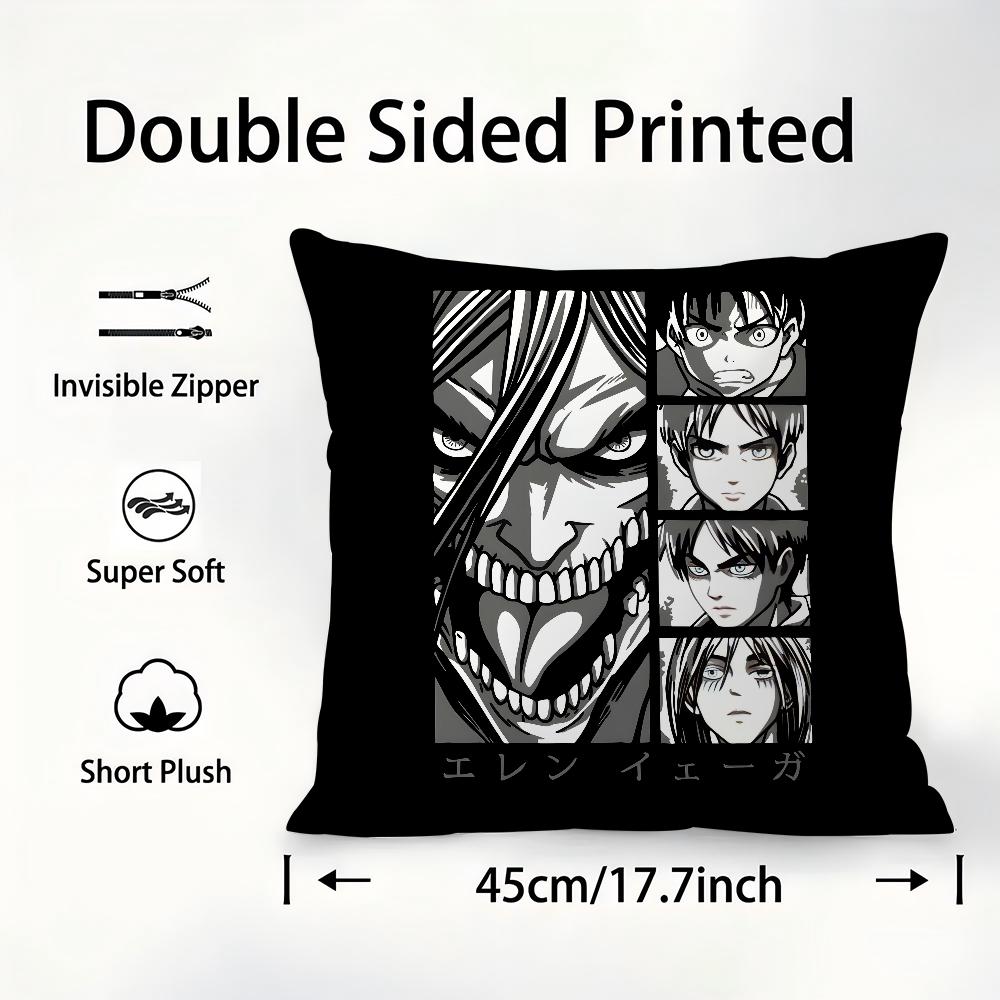 Nordic A-Attack On T-Titan Pillow Case Sofa Decorative Home Double-Sided Printing Short Plush Cushion Cover Throw Pillow Cover