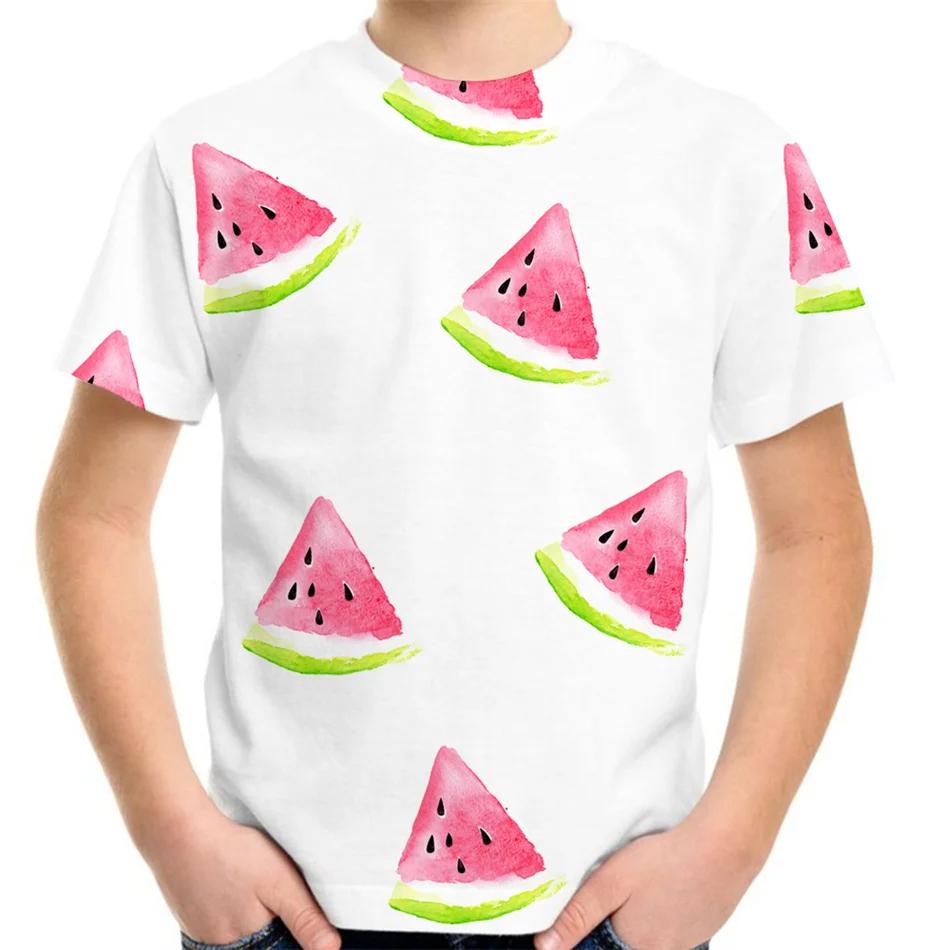 

Новинка детская футболка для мальчика с круглым вырезом, топ с короткими рукавами, принт с рисунком арбуза 110