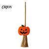 Natural Straw Broom Ornament Halloween Mini Broomstick Ornament, Witch Pumpkin Bat Ghost Decor with Grass Bright Wear-resistant Broom, Festive