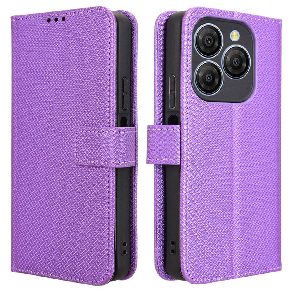 

Для Blackview Shark 9 5G Чехол из ПУ кожи с ромбовидной текстурой Чехол-кошелек для телефона Purple