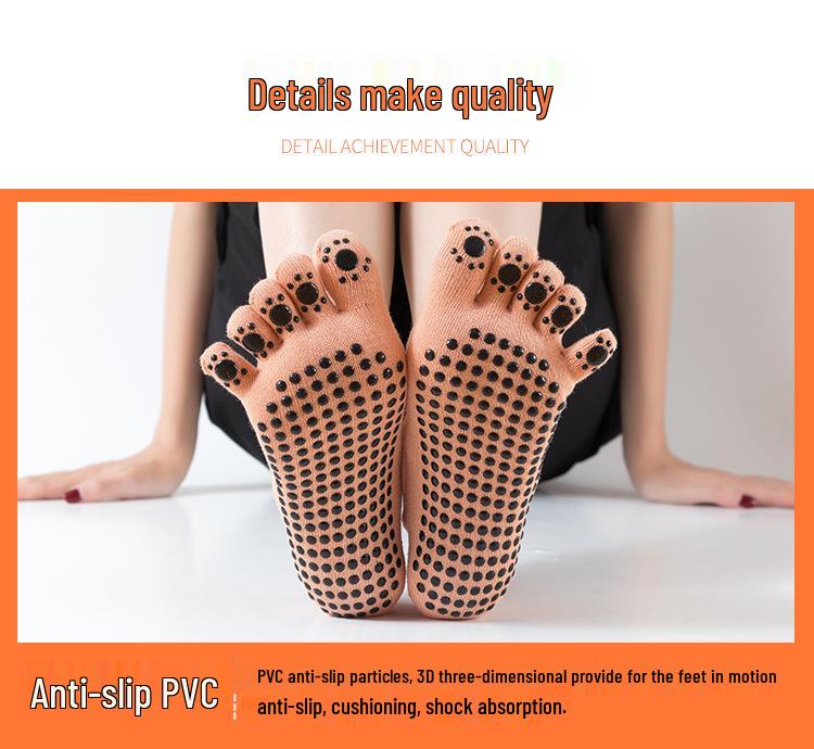Ballet Style Non-slip Gel Yoga Socks, Cotton Five-Toe Sports Socks