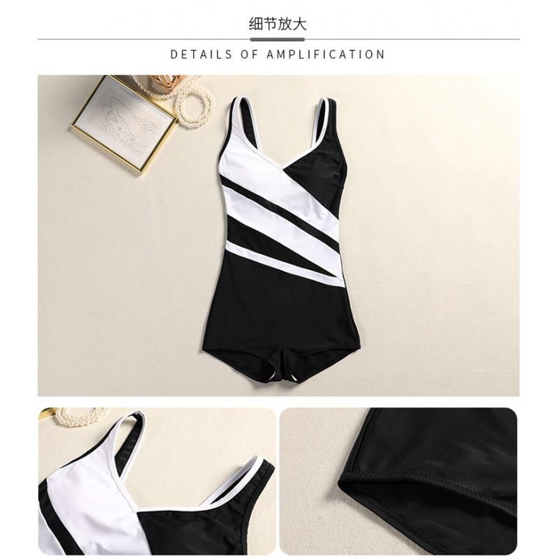Badeanzug Damen Konservativ Einteiler Boxer Sport Bauchbedeckung Zum Schlank Zeigen Große Größe High-End Mode Heißes Baden