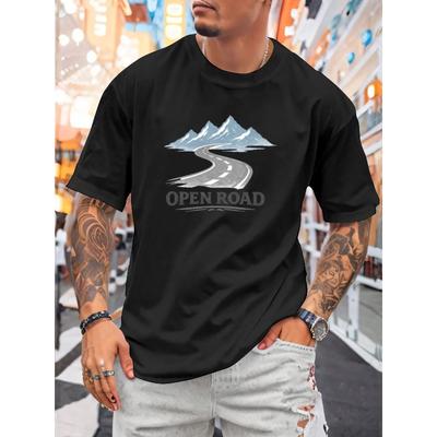 T-shirt da uomo stampata taglie europee, estiva traspirante a maniche corte, vestibilità regolare, casual quotidiano, lavabile in lavatrice