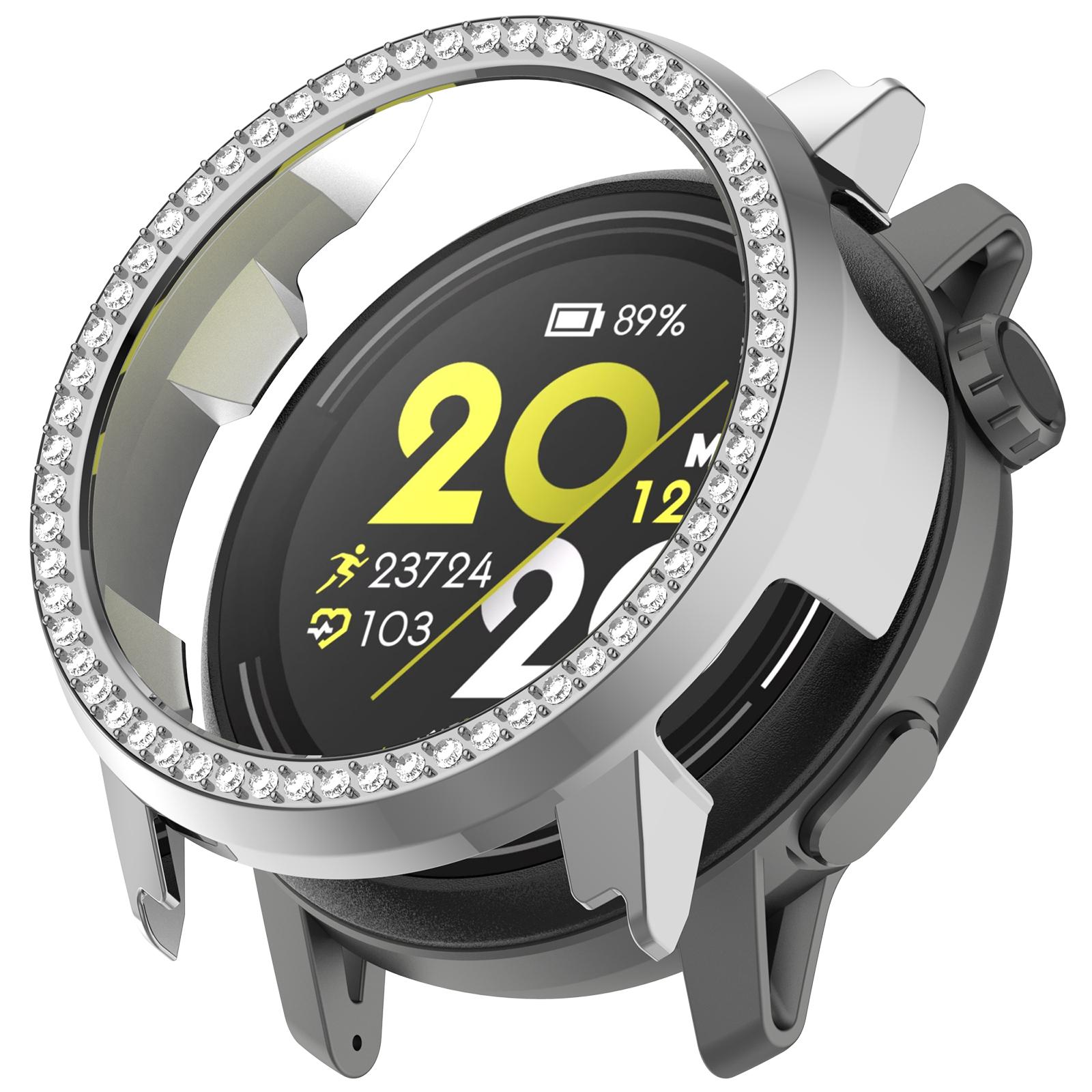 

For Coros Pace 3 Watch Case Rhinestone Decor Hollow Electroplating PC Watch Cover C