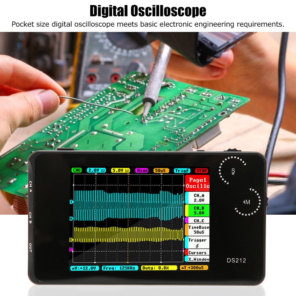DS212 Portable Digital Oscilloscope Pocket Size 2 Channel Oscilloscope with USB Interface