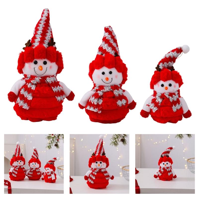 Festival Snowman Doll Ornament Plush Toy For Winter Parties Quality Cotton Plastic Materials Easy Setups Store Display