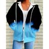 New Woman Sweatshirts Simple Gradient Print Long Sleeves Zip Hoodie Autumn Casual Drawstring Design Fashion Women's Hoodie