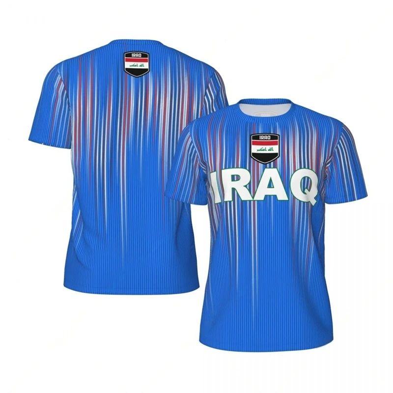 2026 Summer IRAQ Flag 3D Print Sport Quick Dry Breathable Men T-shirt Outdoor Football Jersey Loose Fashion Short Sleeve Top