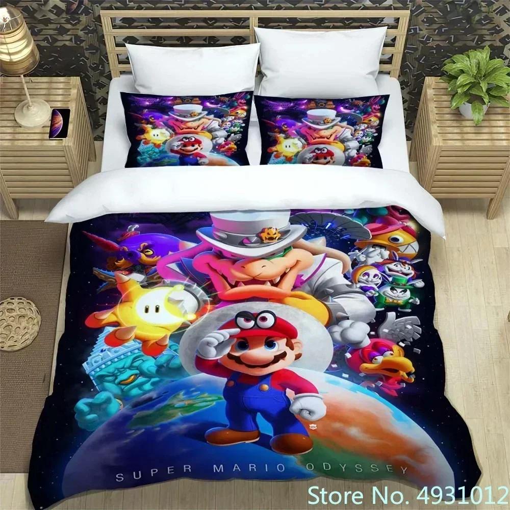 

Anime Jumpman Super Mario Children Bedding Set Pillowcase Bedclothes Cartoon 3D Printed Kids Adult Boys Quilt Duvet Cover Gift US Full(200*230cm)3pcs