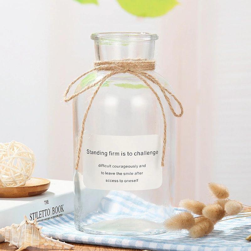 Large Retro Transparent Glass Vase for Pothos and Dried Flowers - Tabletop Home Decoration