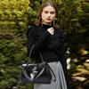 NICOLE & DORIS Women's Popular Handbag, Black Shoulder Bag, 2-Way, Double-Layer Design, Large Capacity, Perfect for School Entrance Ceremonies and