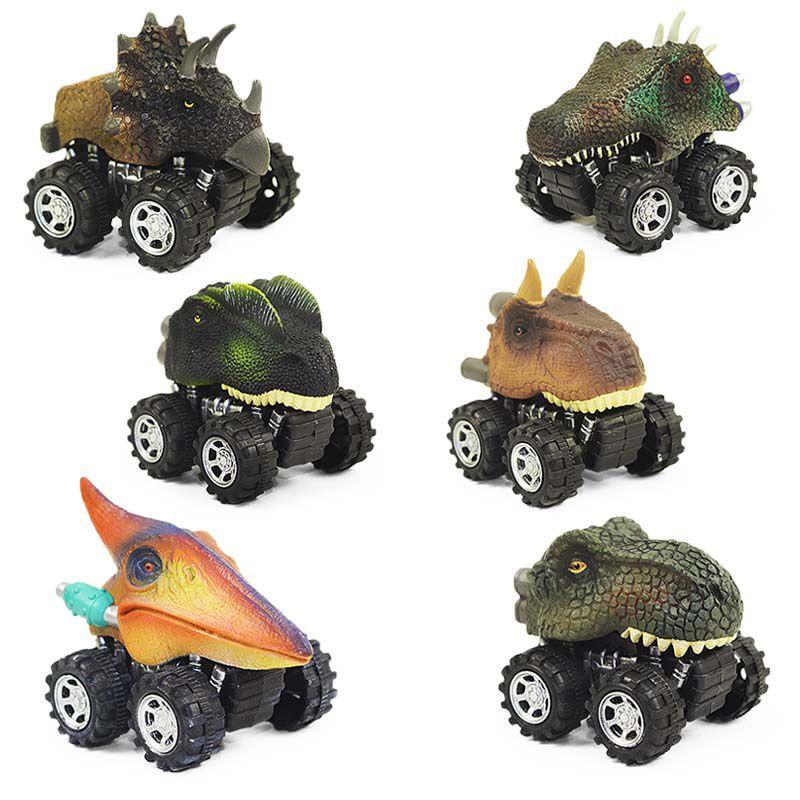 Set Of 6 Dinosaur Model Boomerang Cars Vibrant Mini Toy Gift For Kids