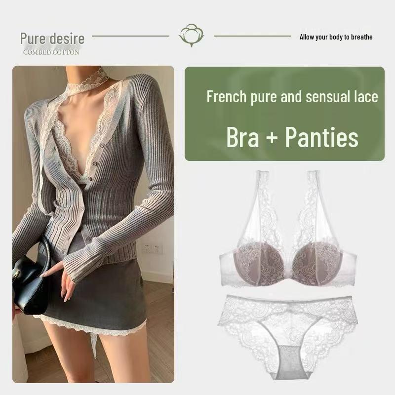 Elegant Lace Push-Up Lingerie Set – Slimming, Adjustable, Beautiful Back Design