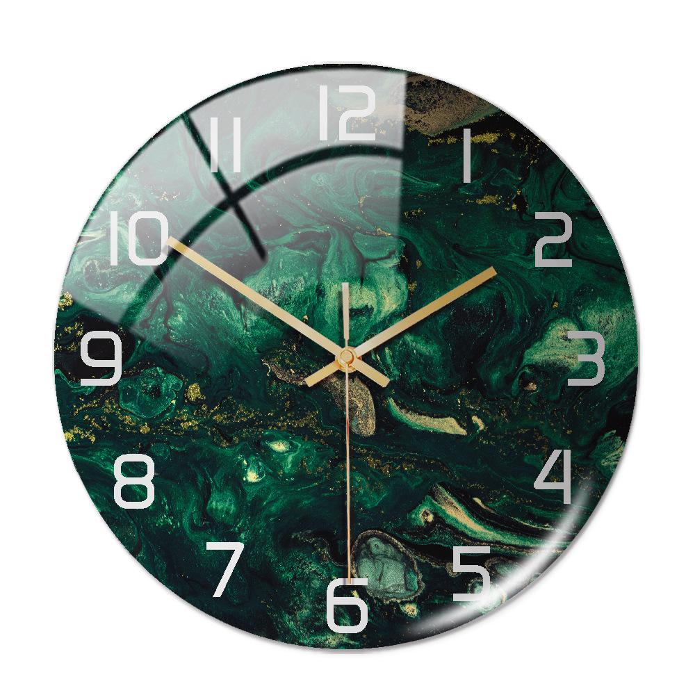 CC127-142 Luxurious Round Marble Wall Clock, 3D Creative Acrylic Design for Home Decor