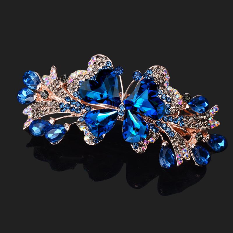 

Новая корейская красочная хрустальная заколка-автомат для волос с бабочкой, циркониевый сплав, верхний зажим, горизонтальный зажим, элегантные женские модные украшения для волос