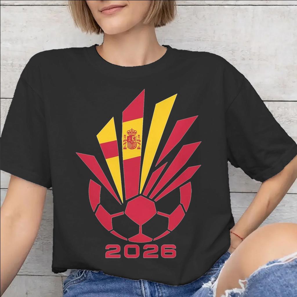 Spain Football 2026 Graphic Printing T Shirts for Unisex Unisex 100 Cotton Tee Shirt Clothing