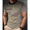Summer Round Neck 3D Striped Graphic Print Top Fashionable Casual Short Sleeved Men's T-shirts