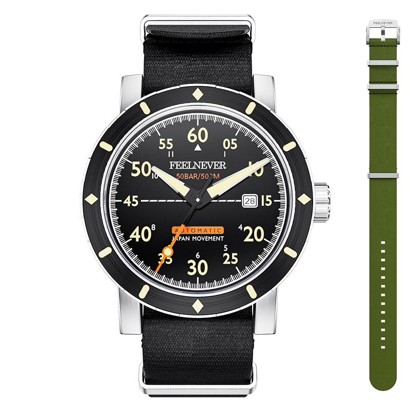 

НОВЫЕ FeelNever Top Band 8215 Профессиональные 50 Бар Наружные Спортивные Мужские Автоматические Механические Часы Сапфировые Дайверские reloj hombre