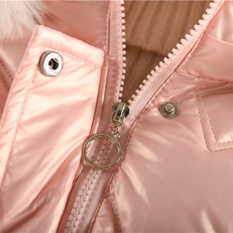 Girls Down Coats Children Thickened Fur Collar Hooded Jackets Kids Plush Velvet Warm Hooded Outerwear Toddler Parkas