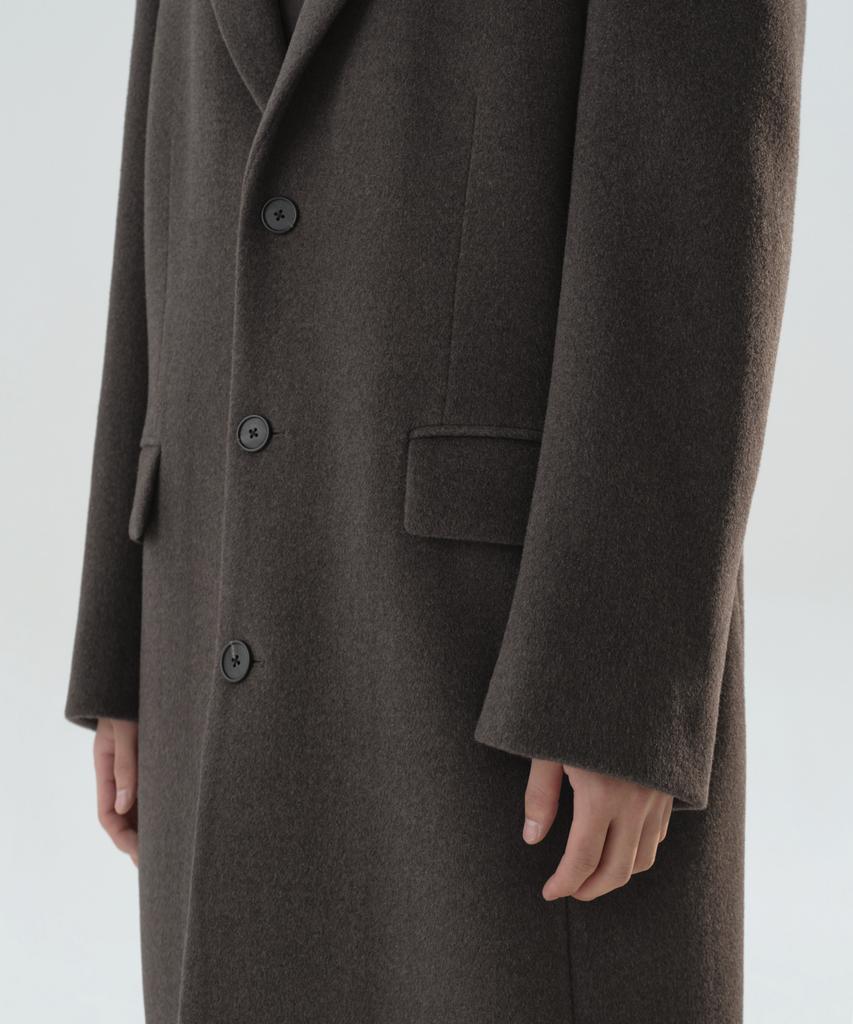 MUSINSA STANDARD Cashmere Blend Daddy Shoulder Single Long Coat [Heather Brown]