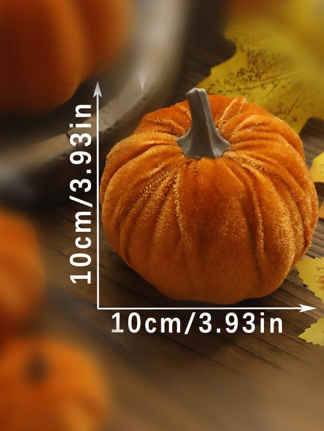 Velvet Artificial Pumpkins Decoration Brown Pumpkin Decor for Fall Halloween Thanksgiving Autumn Harvest Home Decorations Gift
